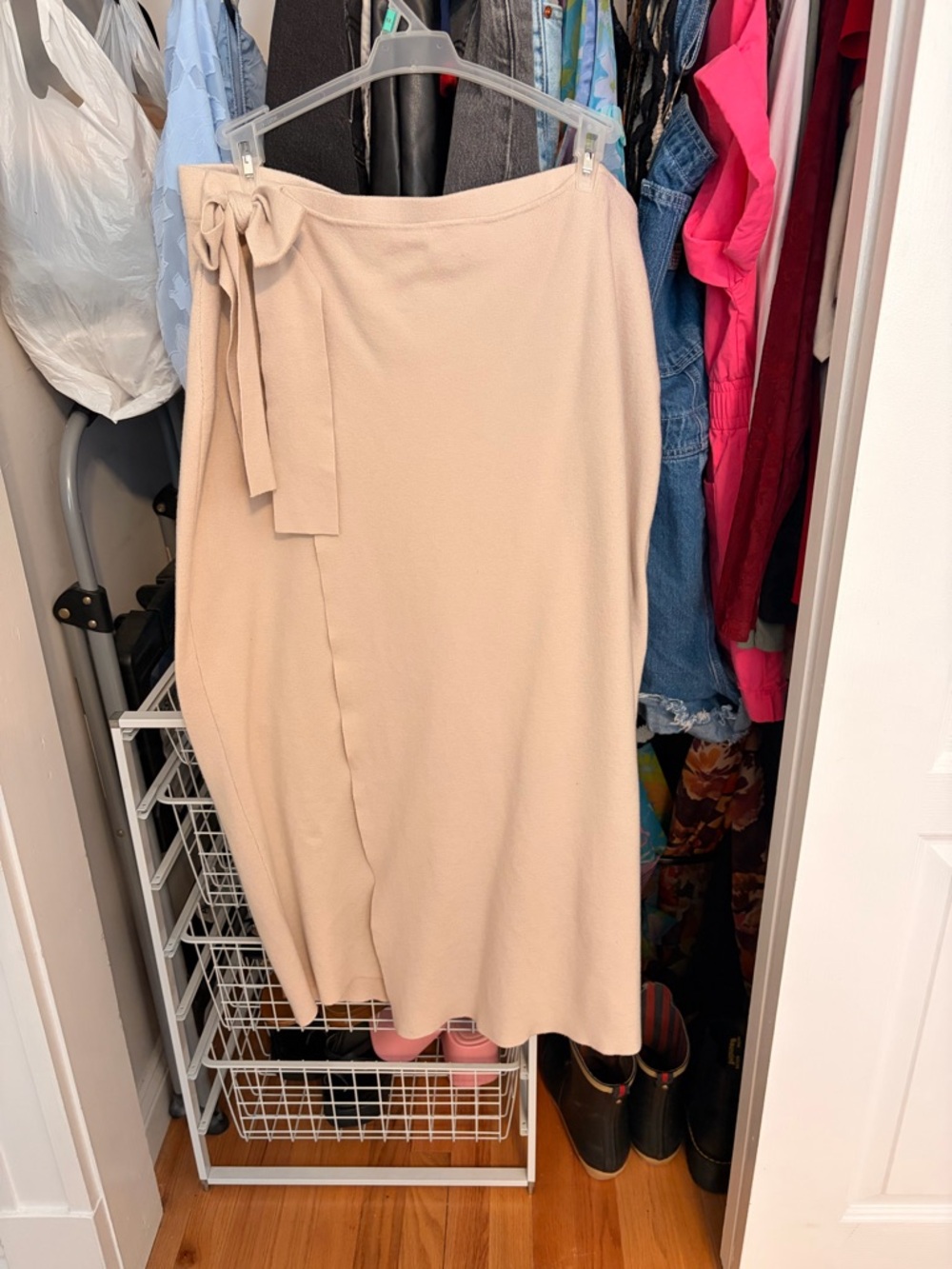 Women's Cream Wrap Midi Skirt - Classic Neutral Style